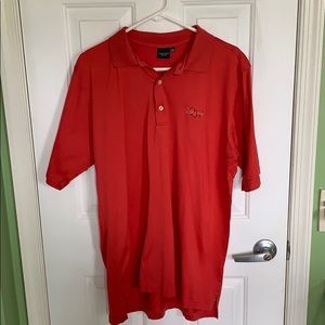 Men’s red/orange short sleeve polo size large